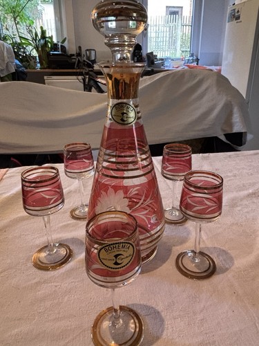 Vintage bohemian glass rot - glass,