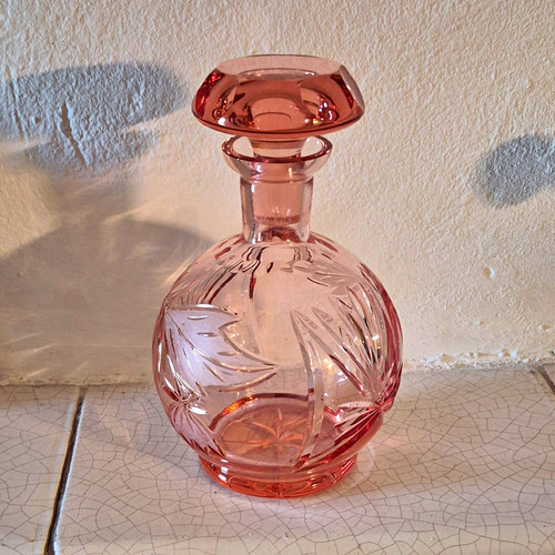 Runder glas dekanter - glas-dekanter, rosa